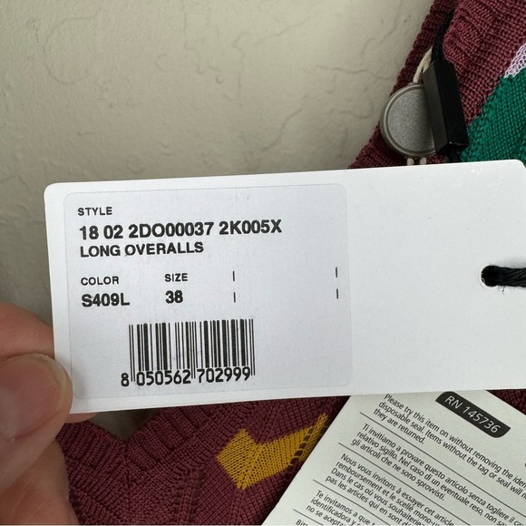 NWT M MISSONI Wide Leg Knit Jumpsuit Long Overalls Zig Zag Pattern V-Neck XS - Picture 2 of 16